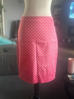 NWOT Ann Taylor Pink Polka Dot Pencil Skirt GORGEOUS